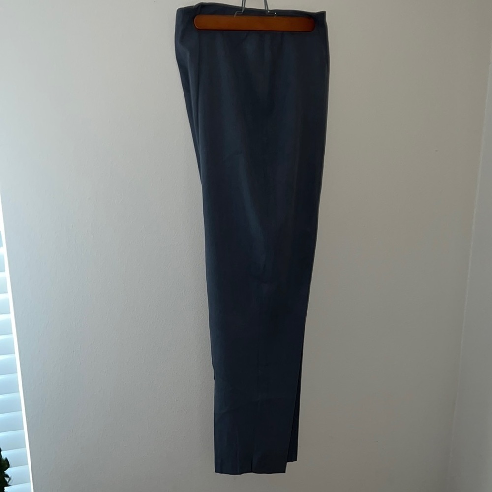 HALSTON Lifestyle herringbone 100% silk side zip flat front slim‎ pants Sz16